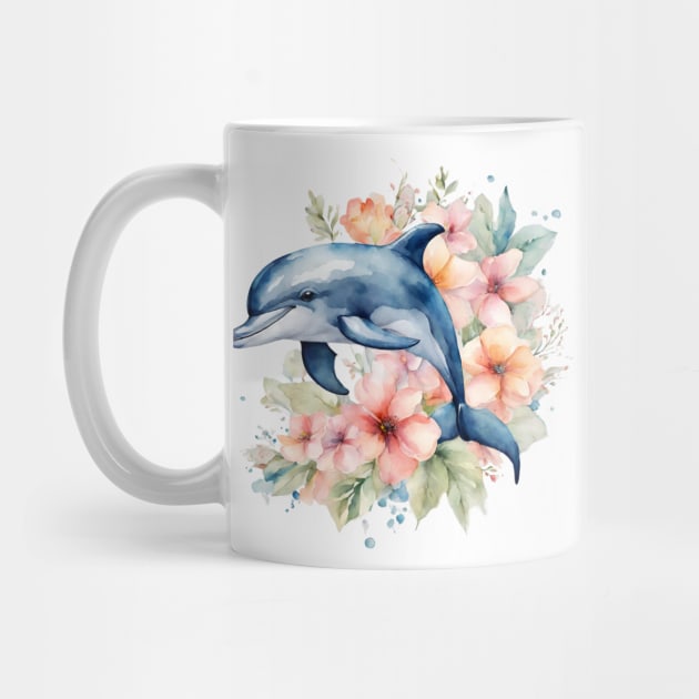 Dolphin with Tropical Flowers by Teresa's Store 1